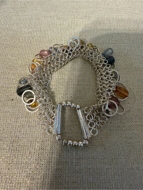 Multicolor Chainmail Bead Charm Bracelet